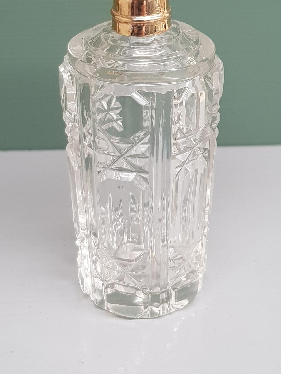 19th Century Antique Dutch Glass Perfume Bottle with Gold Cap