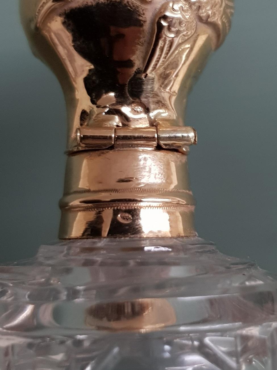 Antique Dutch Glass Perfume Bottle with Gold Cap 1