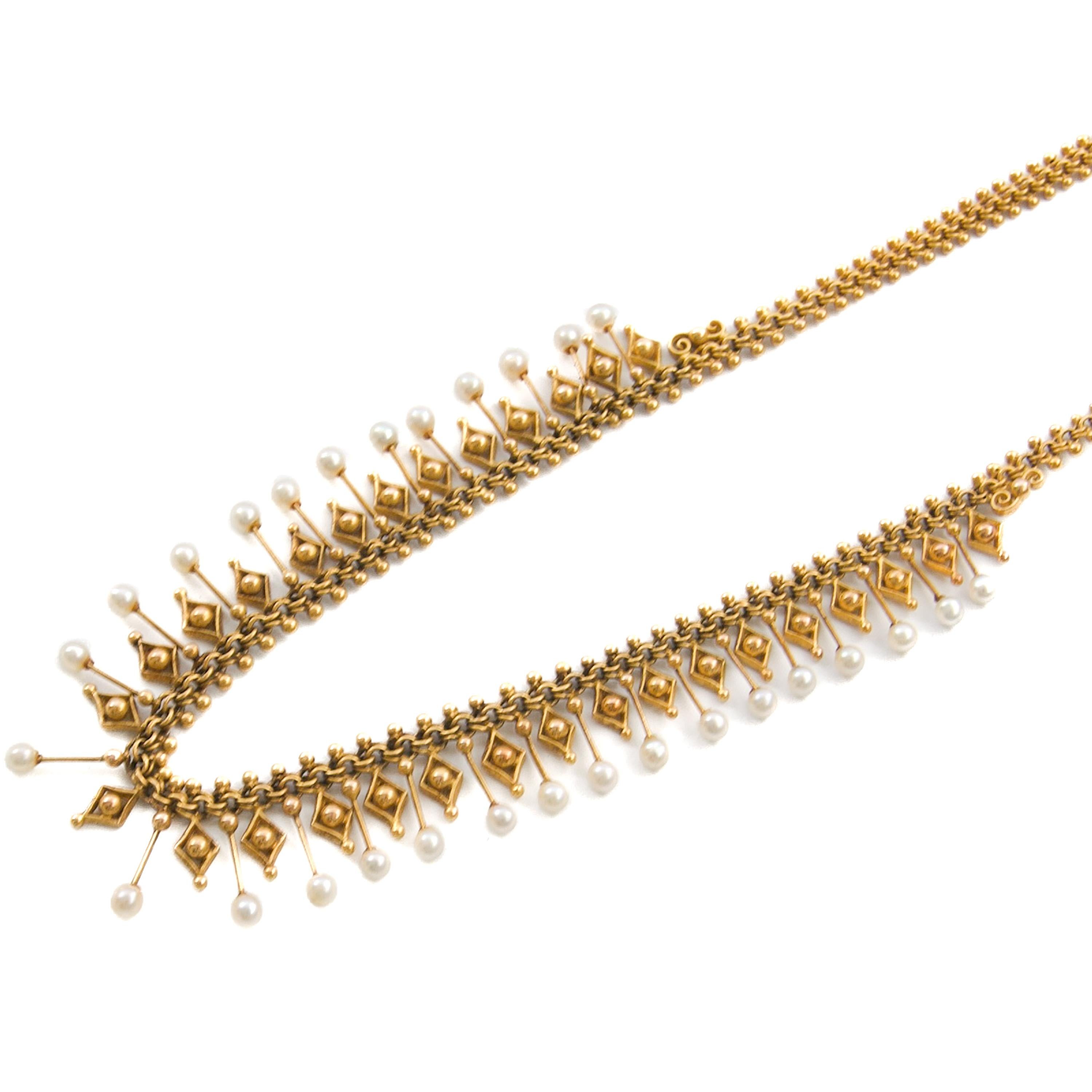 Collier ancien hollandais en or et perles, fin du 19e siècle Pour femmes en vente