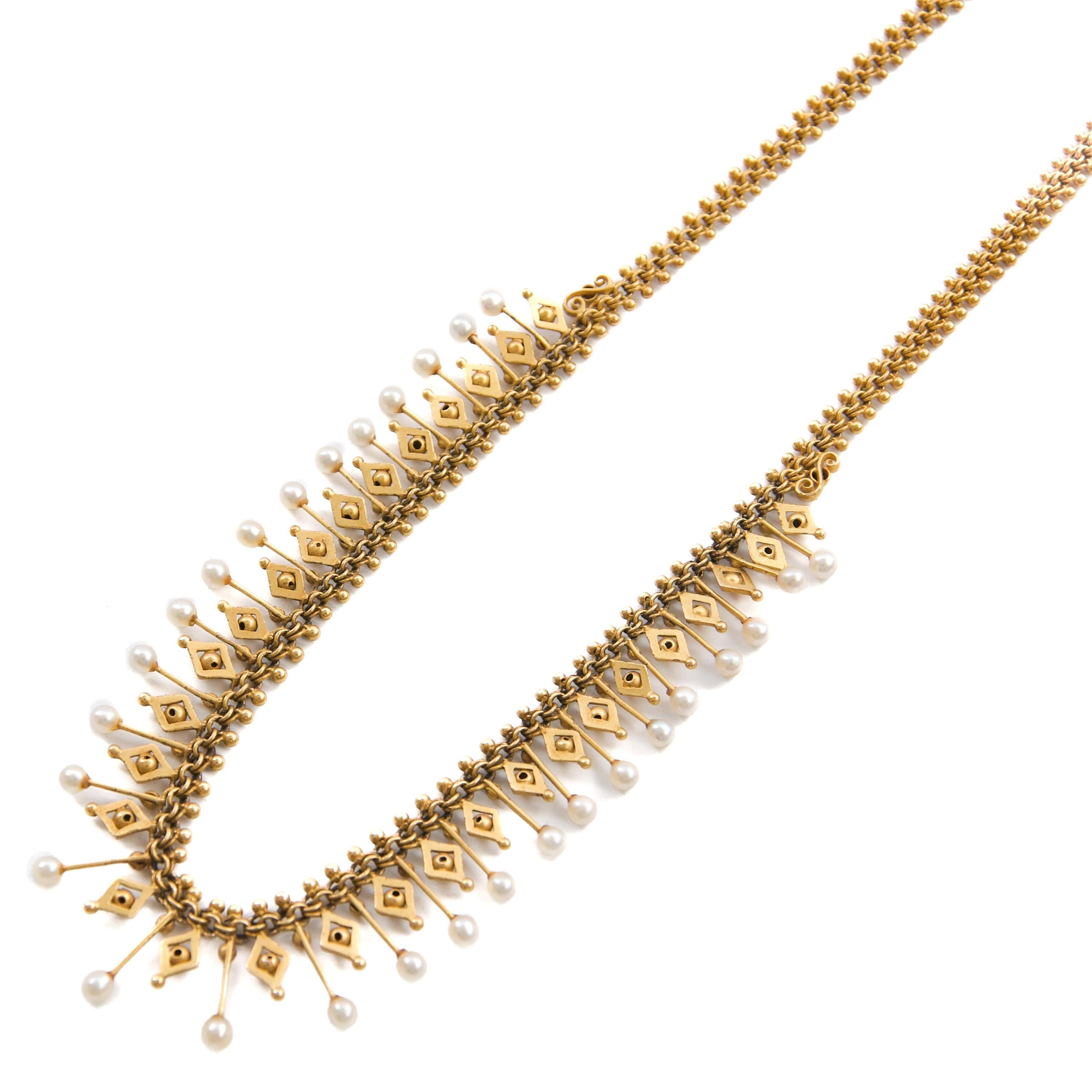 Collier ancien hollandais en or et perles, fin du 19e siècle en vente 2