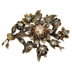 Broche-pendentif ancienne en or hollandais avec 26 diamants de 1,30 carat, milieu du 19e siècle.