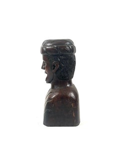 Antique Dutch Hand-Carved Wooden Gaper Apothecary Bust