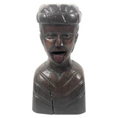 Antique Dutch Hand-Carved Wooden Gaper Apothecary Bust