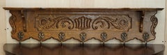 Antique Dutch Heavily Carved Oak Coat Hat Scarf Wall Rack Hanger Romantic Hooks