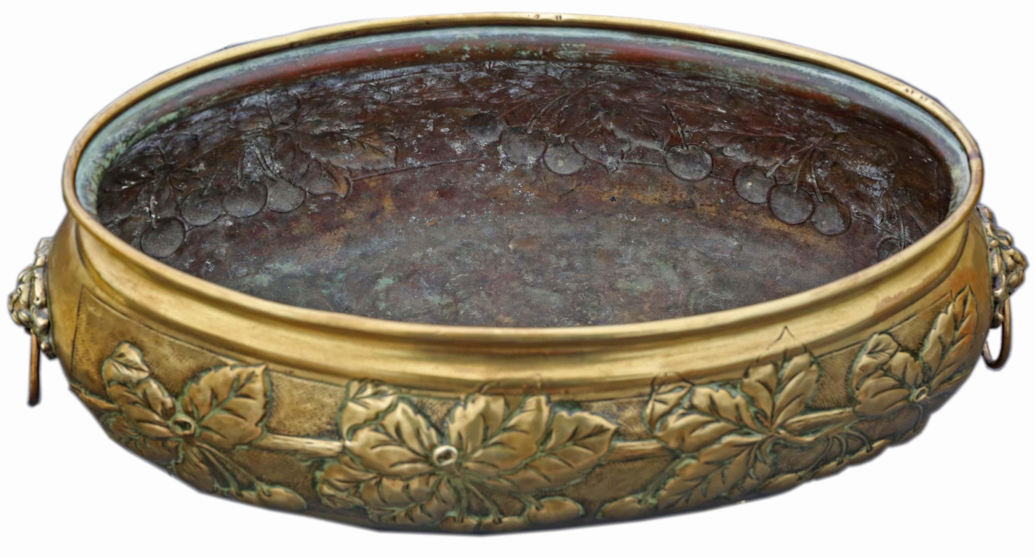 Antique Dutch Large Quality Brass Bowl Planter Jardinière 18th Century C1790 For Sale 5