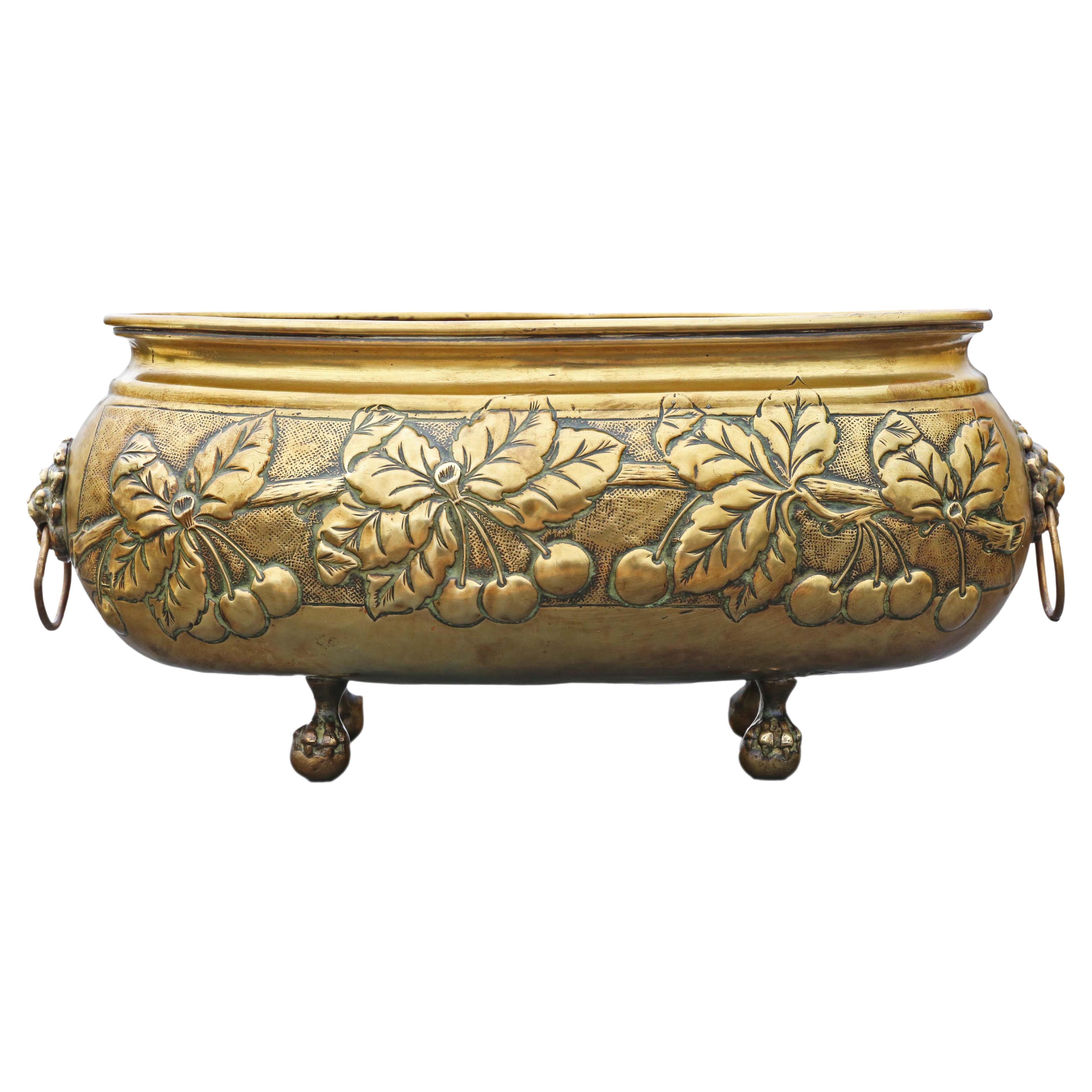 Antique Dutch Large Quality Brass Bowl Planter Jardinière 18th Century C1790 For Sale