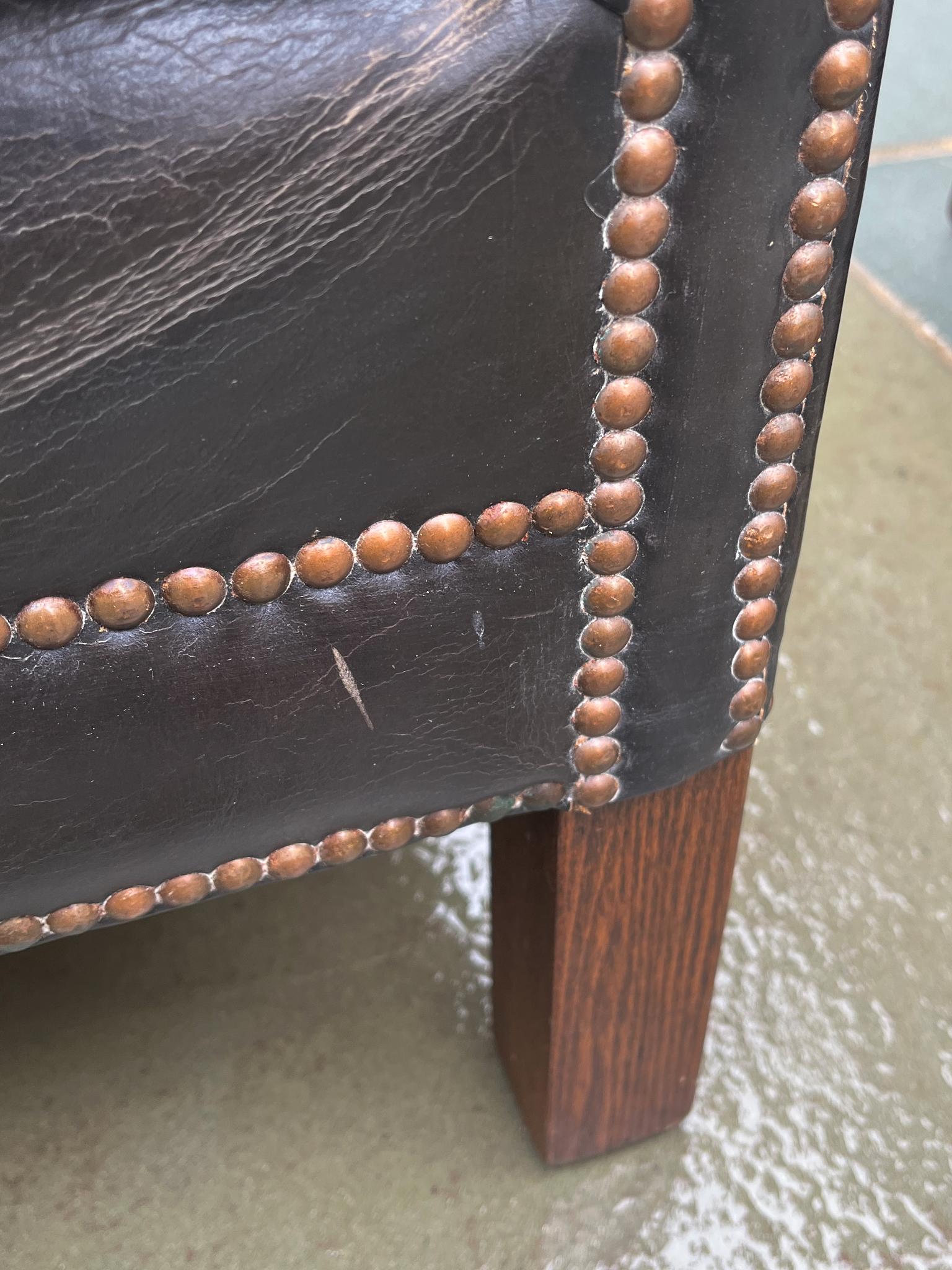 Antique Dutch Leather Club Chairs With Reversible Seats - A Pair For Sale 5