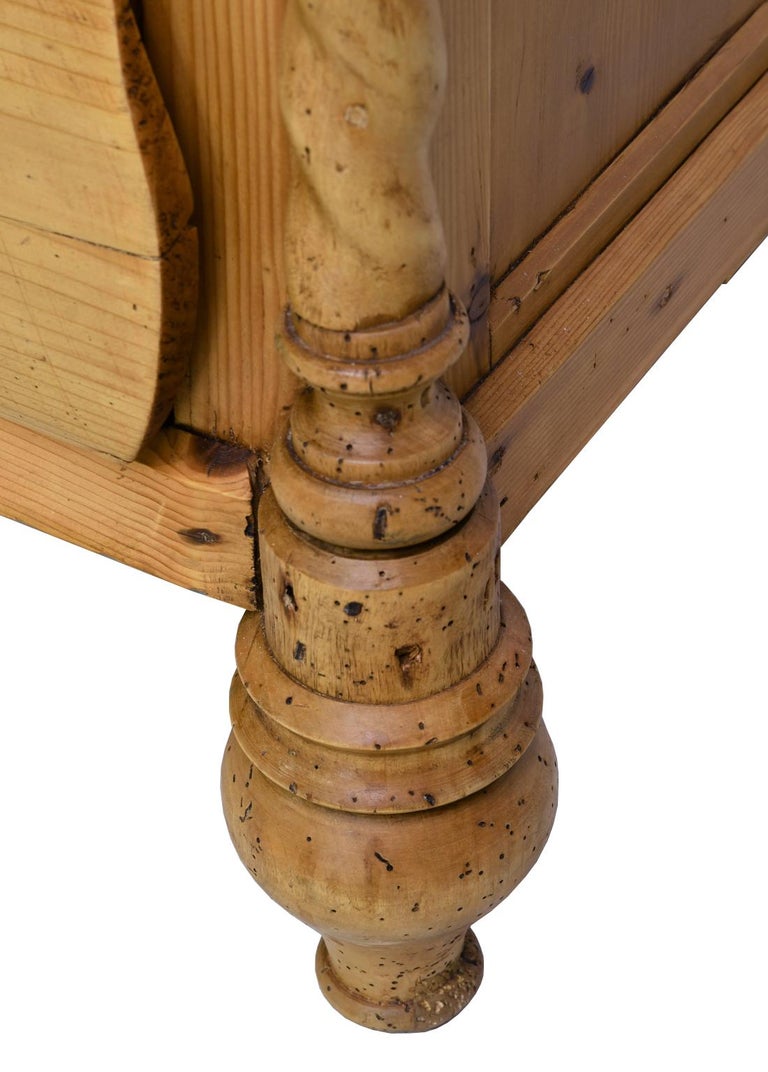 Antique Dutch Linen Press in Pine with Sunburst Pediment and Barley