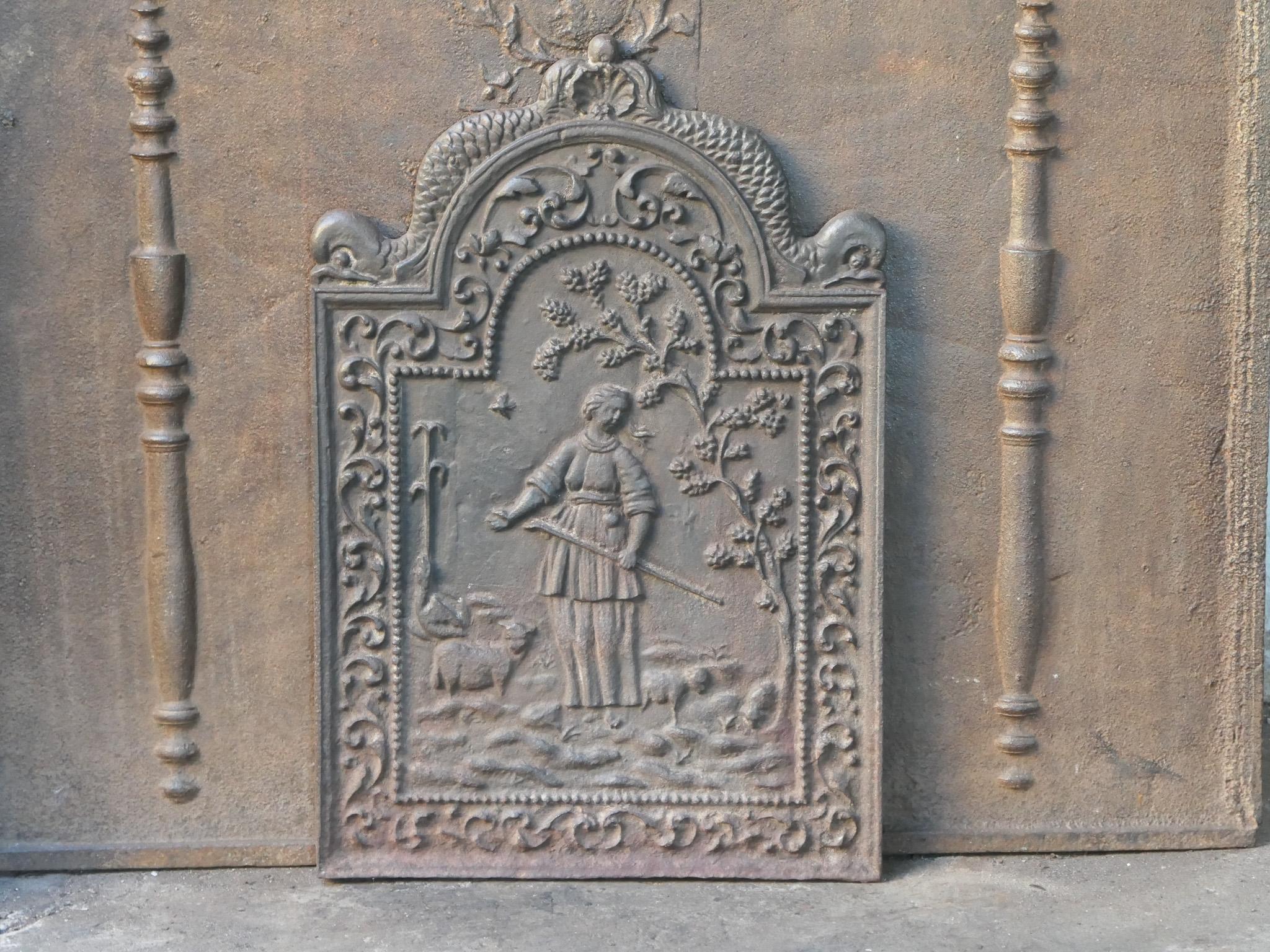 18th Century Antique Dutch Louis XIV 'Shepherdess' Fireback / Backsplash For Sale