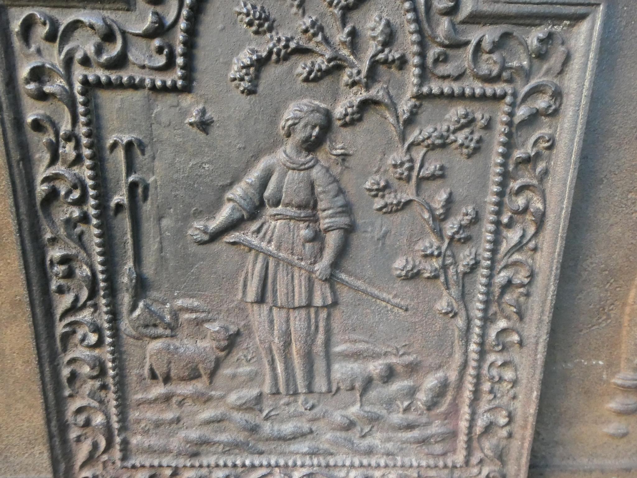 Antique Dutch Louis XIV 'Shepherdess' Fireback / Backsplash For Sale 3