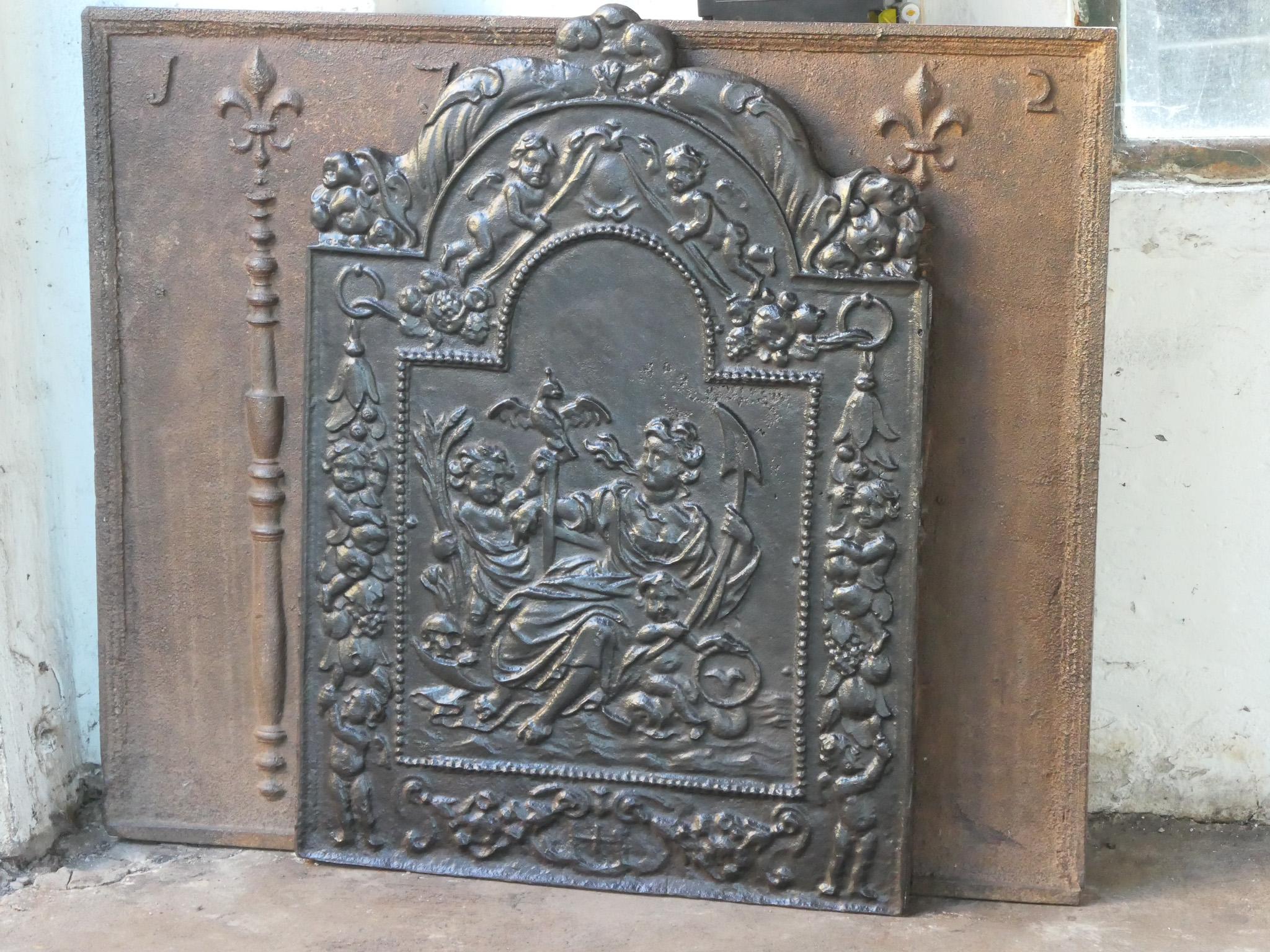 Iron Antique Dutch Louis XIV 'The Hope' Fireback / Backsplash, 17th - 18th Century