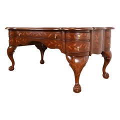 Antique Dutch Louis XV Mahogany Executive Desk, Circa Late 19th Century