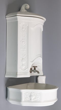 Antique Dutch Maastricht White Ironstone Wall Lavabo Fountain
