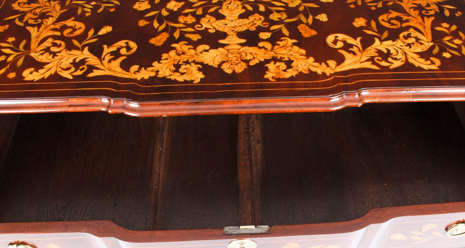 Antique Dutch Mahogany and Marquetry Block Front Commode Chest, 19th Century For Sale 11