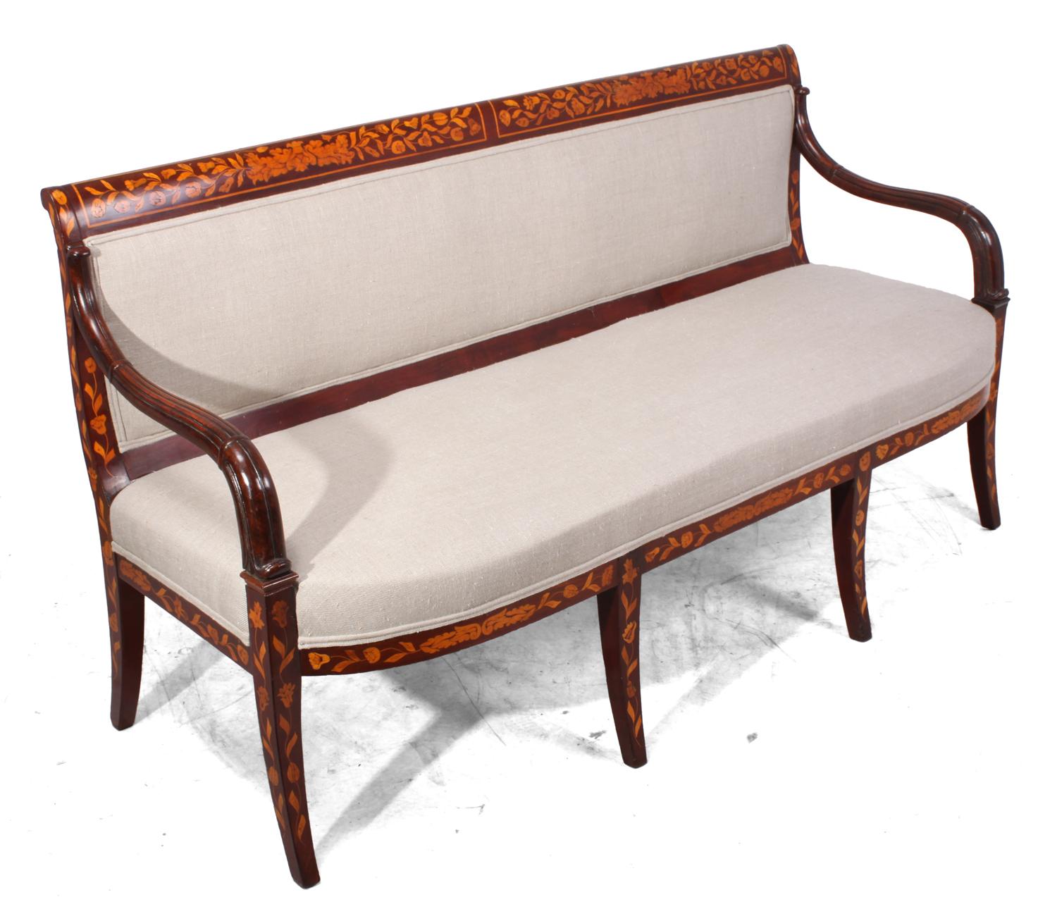 Other Antique Dutch Mahogany Marquetry Sofa, circa 1840