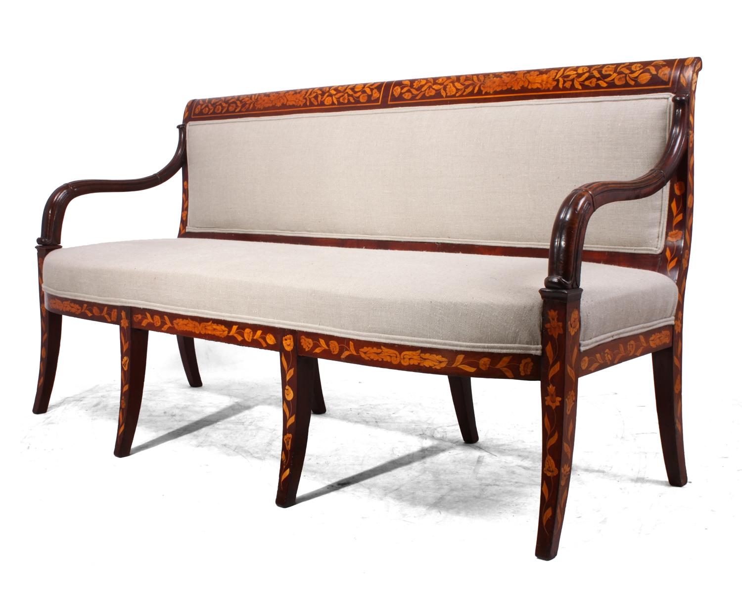 Antique Dutch Mahogany Marquetry Sofa, circa 1840 In Excellent Condition In Paddock Wood, Kent