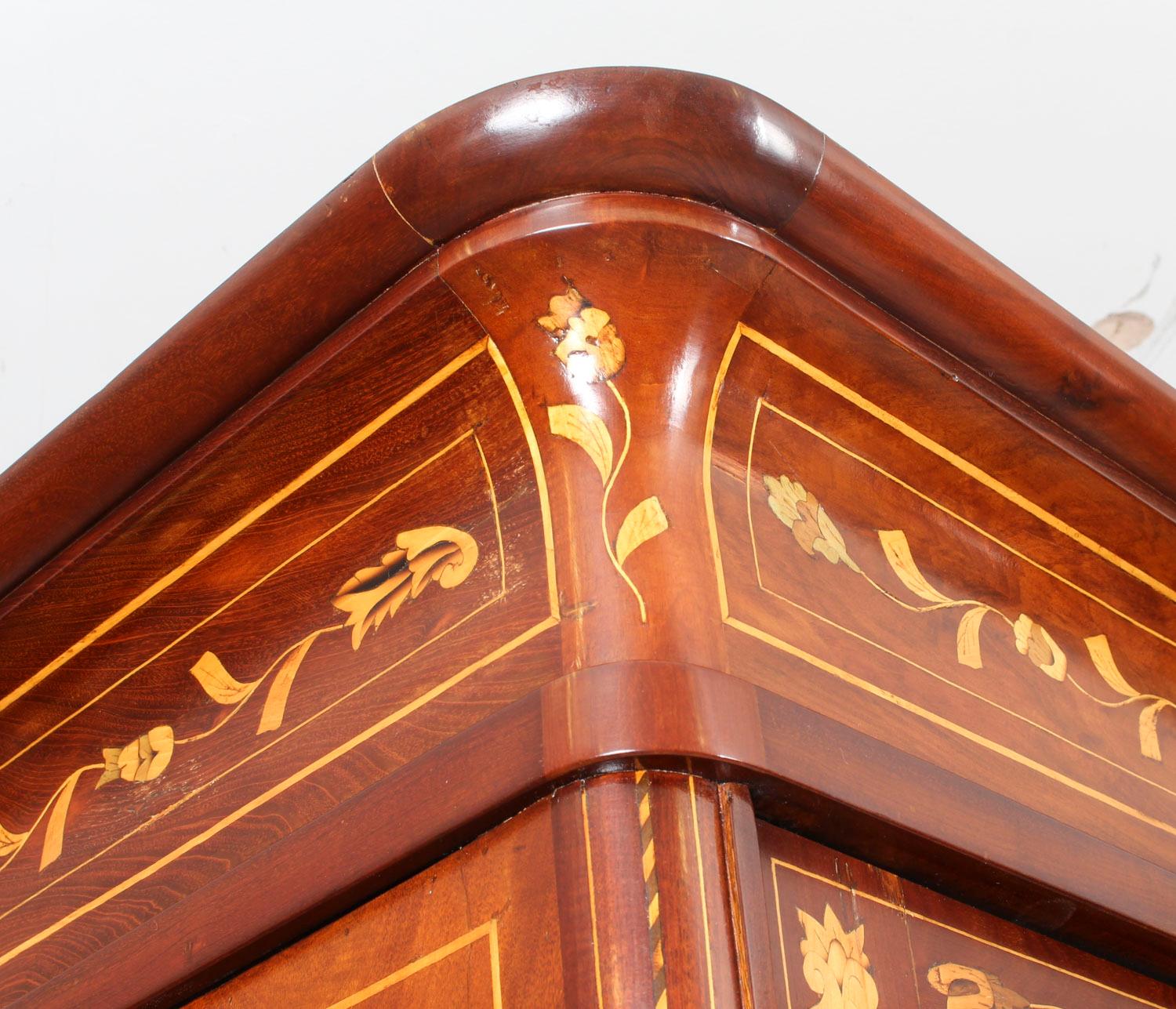 Antique Dutch Mahogany and Marquetry Wardrobe, 19th Century 6