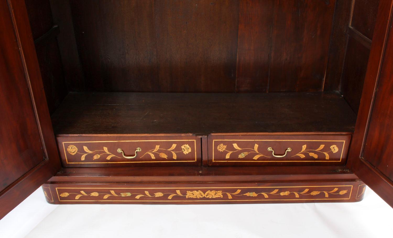 Antique Dutch Mahogany and Marquetry Wardrobe, 19th Century 12