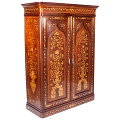 Antique Dutch Mahogany and Marquetry Wardrobe, 19th Century