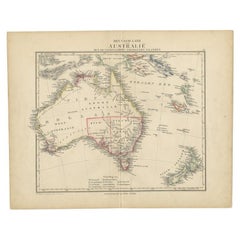Antique Dutch Map of Australia 'Nieuwe Holland' and New Zealand, c.1873