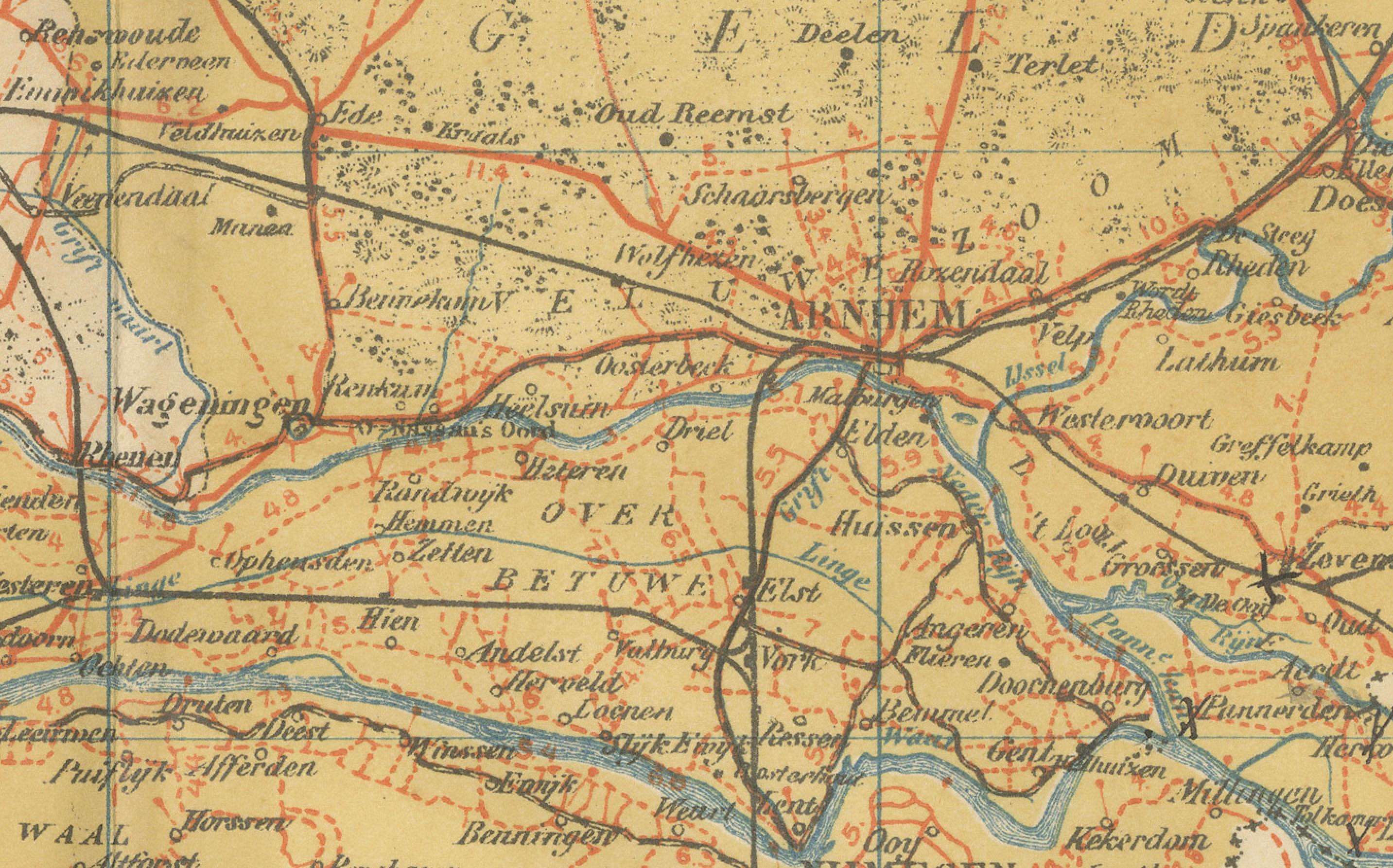 Carte ancienne de Gelderland - Sleeswijk Atlas, 1914

Description :
Cette carte ancienne de Gelderland a été publiée en 1914 dans l'Atlas Sleeswijk, l'un des atlas scolaires néerlandais les plus utilisés au début du XXe siècle. Elle représente la