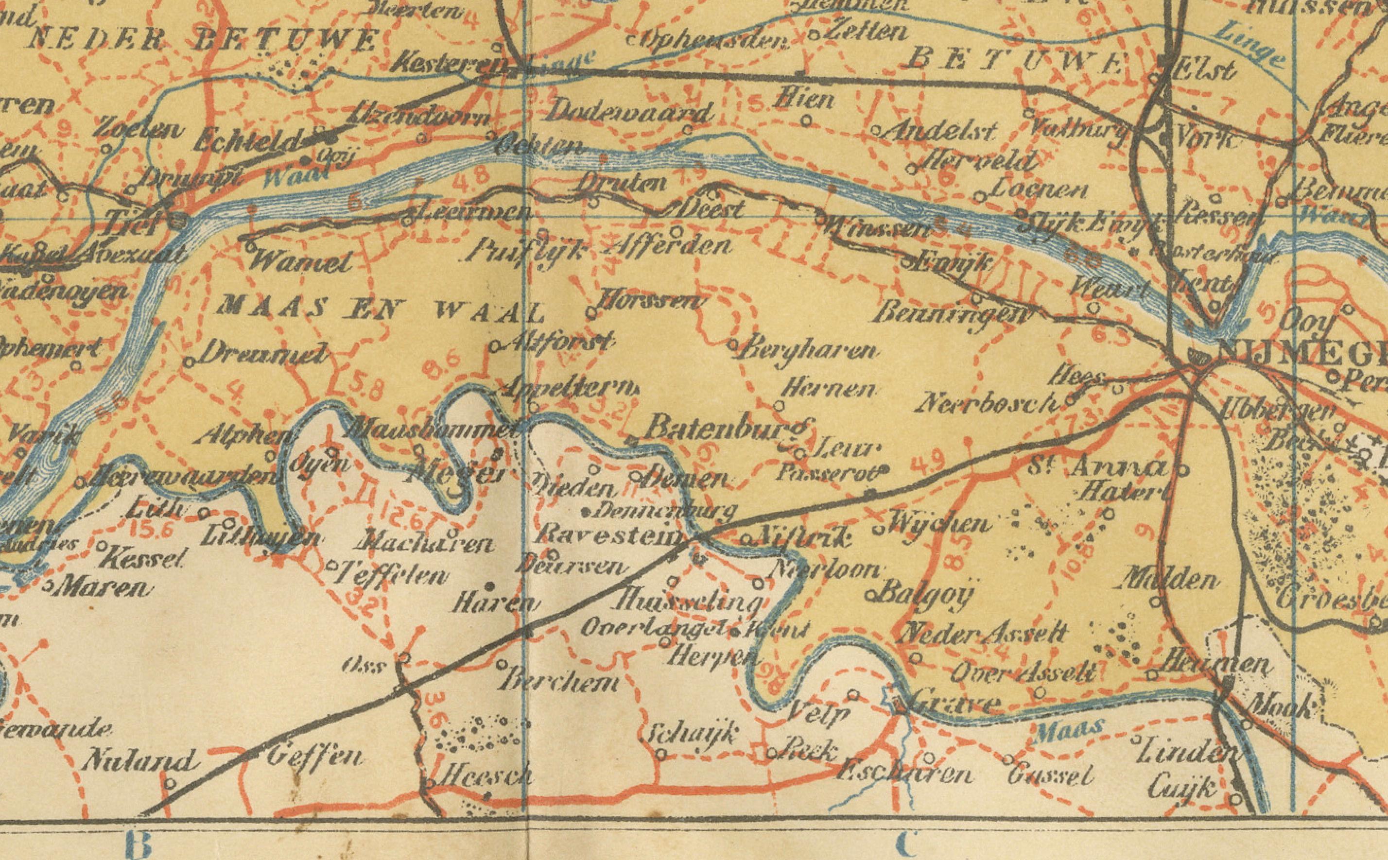 Néerlandais Ancienne carte néerlandaise de Gelderland - Atlas provincial de Sleeswijk, 1914 en vente