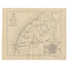 Antike niederländische Karte der Stadt Barradeel von Behrns, 1861