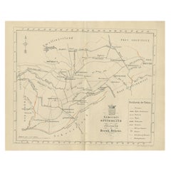 Carta geografica antica olandese del comune di Opsterland in Frisia, 1861
