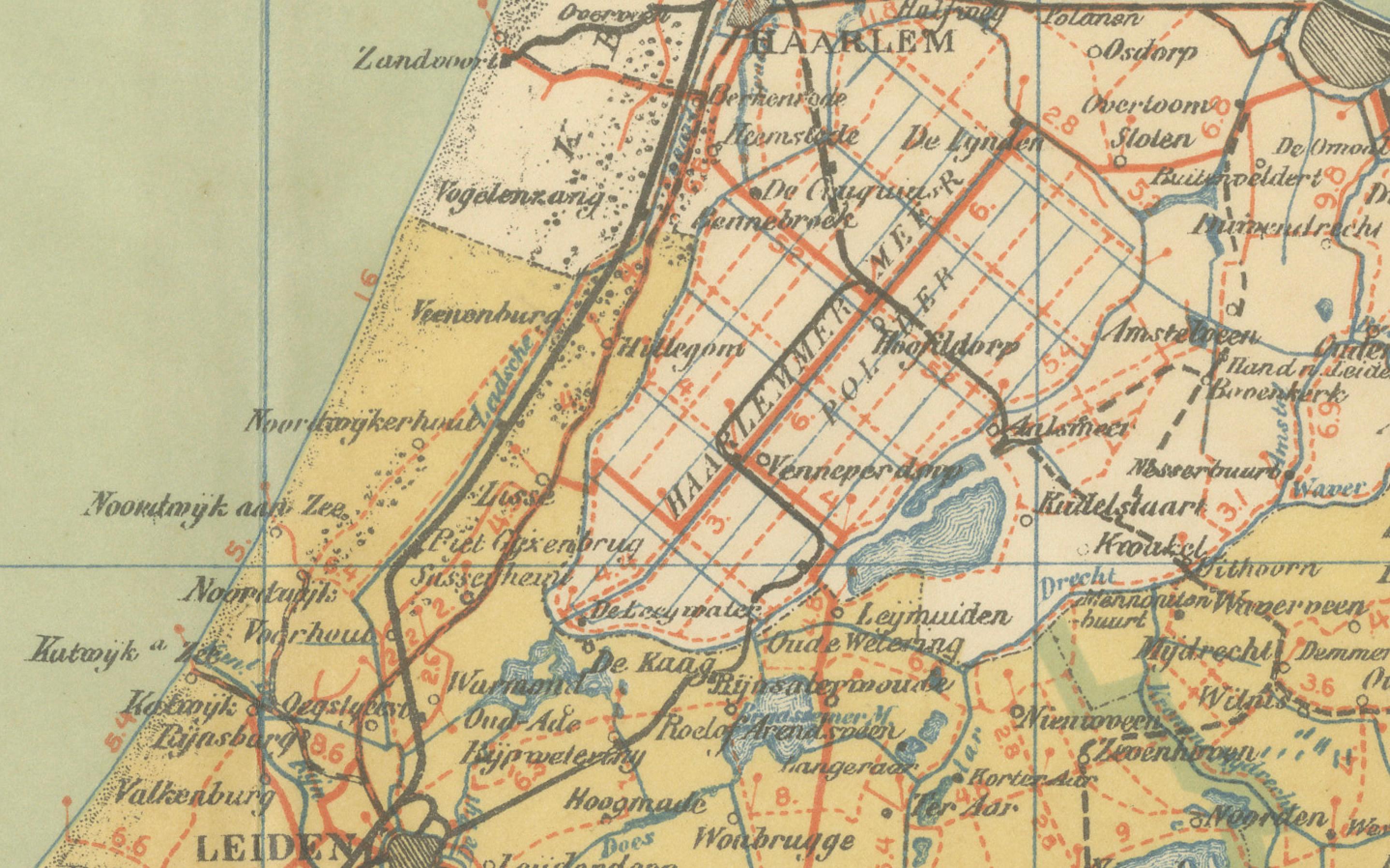 Antique Dutch Map of Zuid-Holland & Utrecht – Sleeswijk Provincial Atlas, 1914 For Sale 2