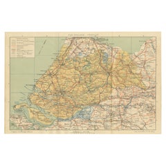 Antique Dutch Map of Zuid-Holland & Utrecht – Sleeswijk Provincial Atlas, 1914