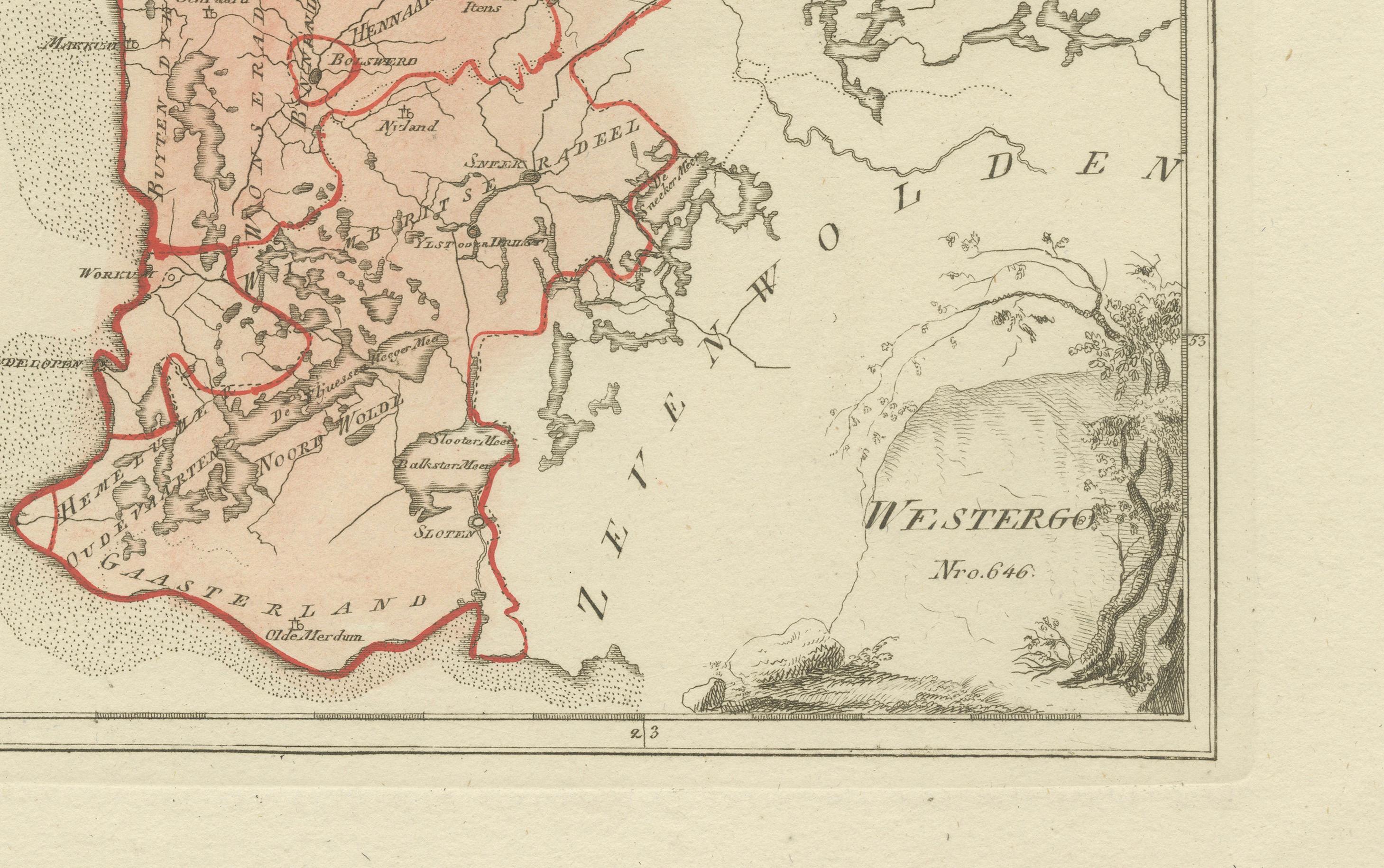 Autrichien Carte hollandaise ancienne - Région de Westergo en Frise par von Reilly, 1791 en vente