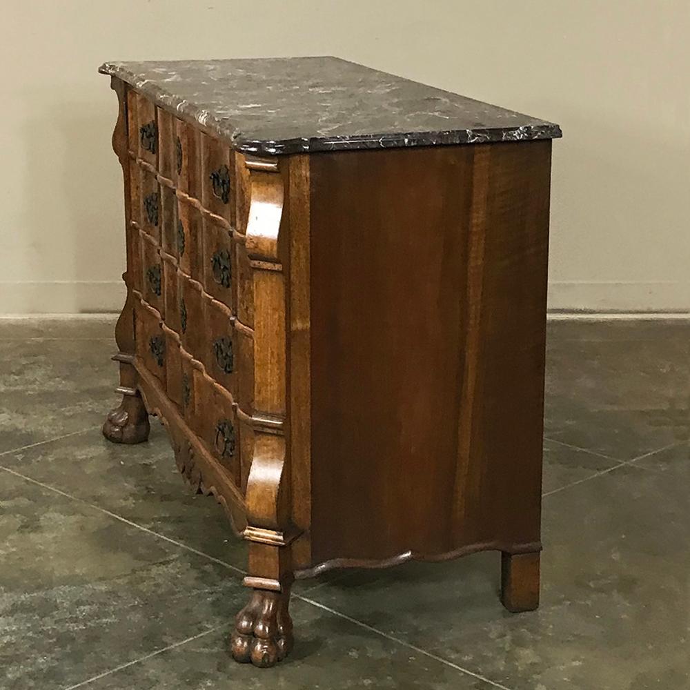 Hand-Crafted Antique Dutch Marble-Top Silver Chest