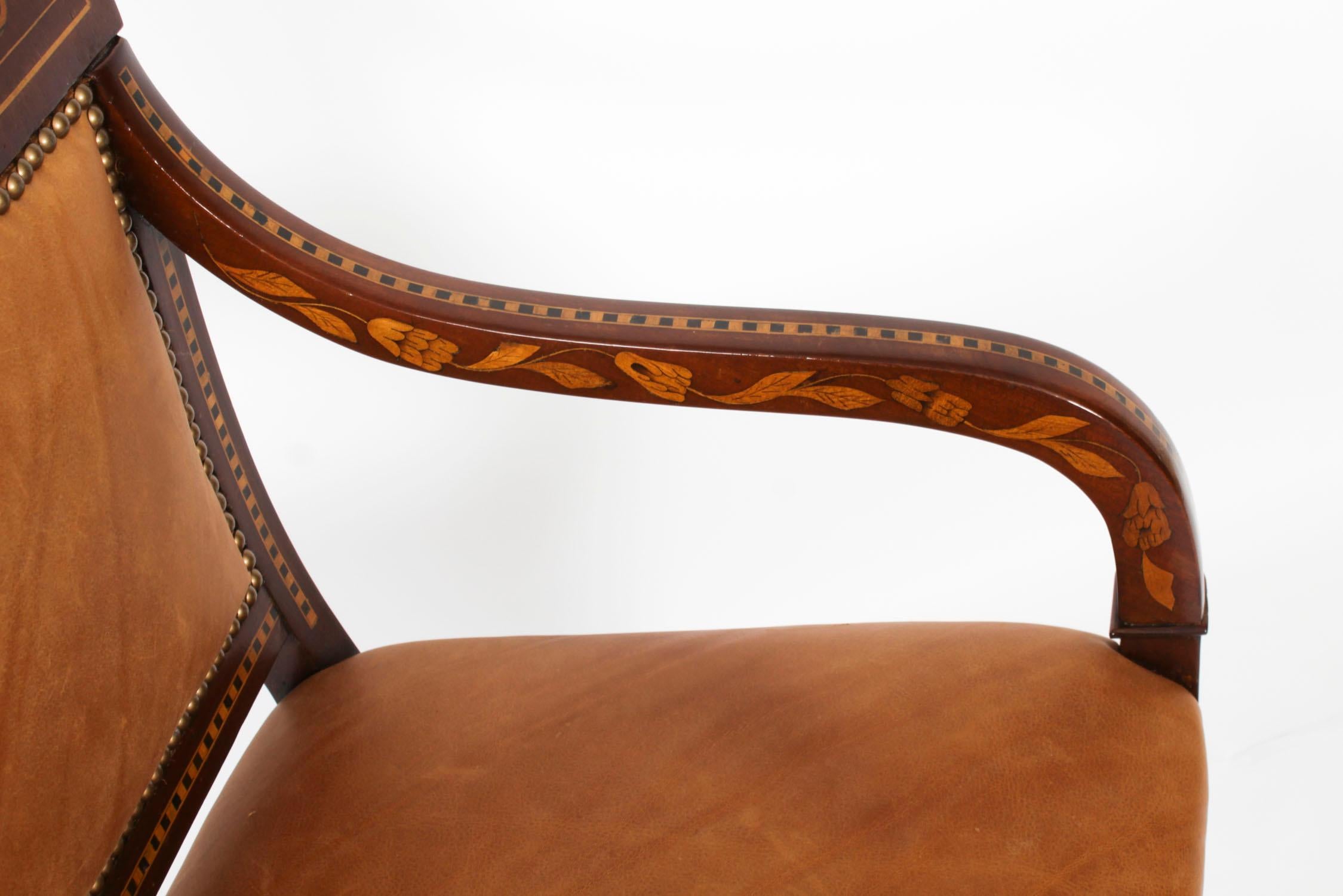 Antique Dutch Marquetry Armchair C1840 19th Century 5
