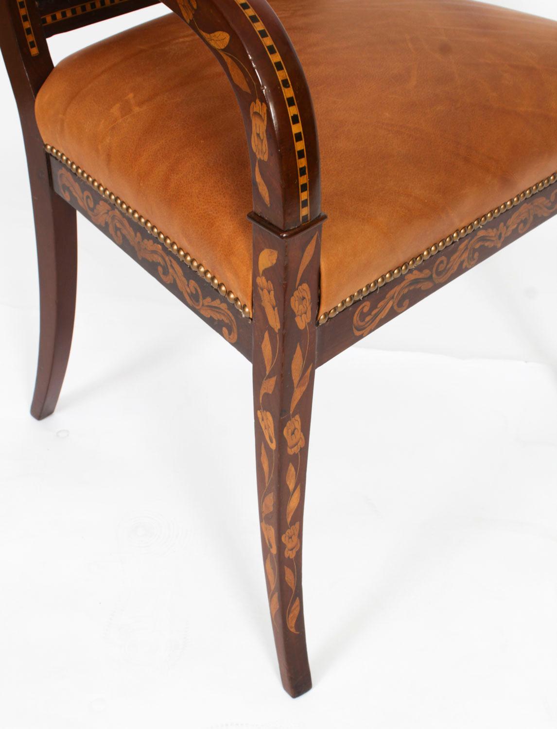 Antique Dutch Marquetry Armchair C1840 19th Century 6