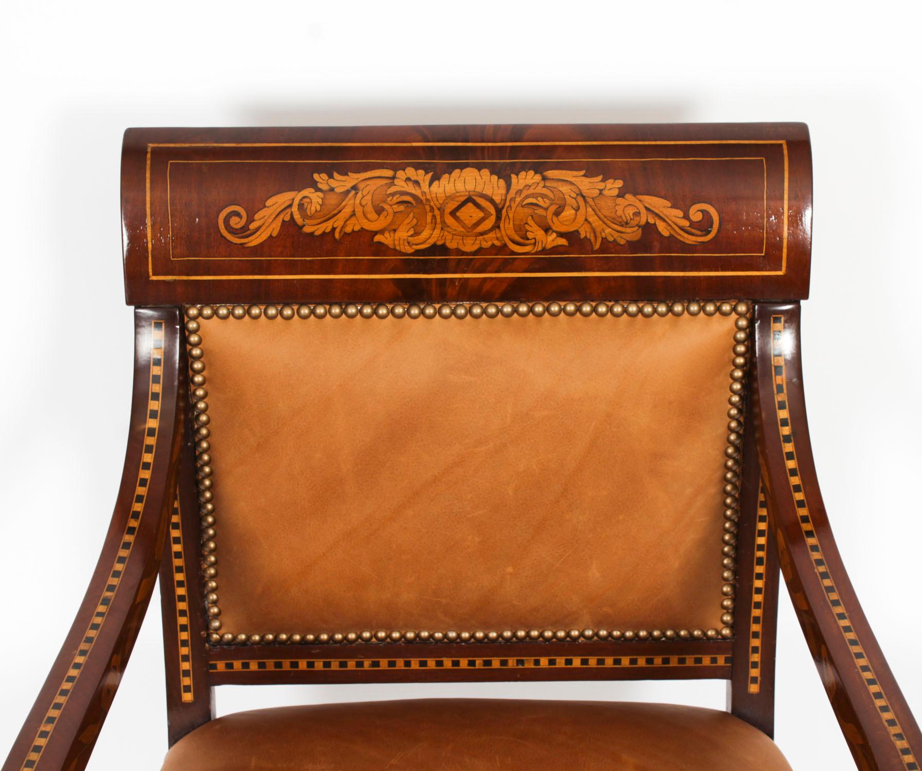 Mahogany Antique Dutch Marquetry Armchair C1840 19th Century