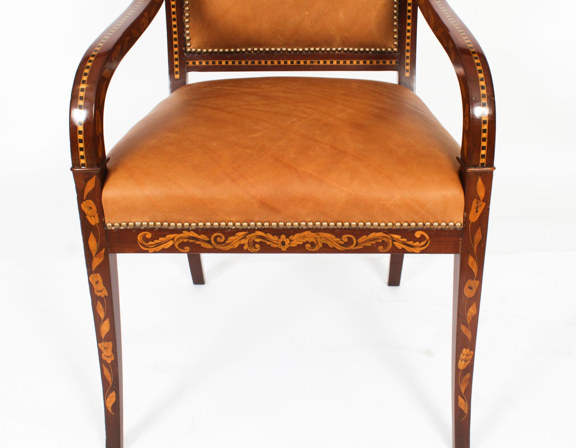 Antique Dutch Marquetry Armchair C1840 19th Century 2