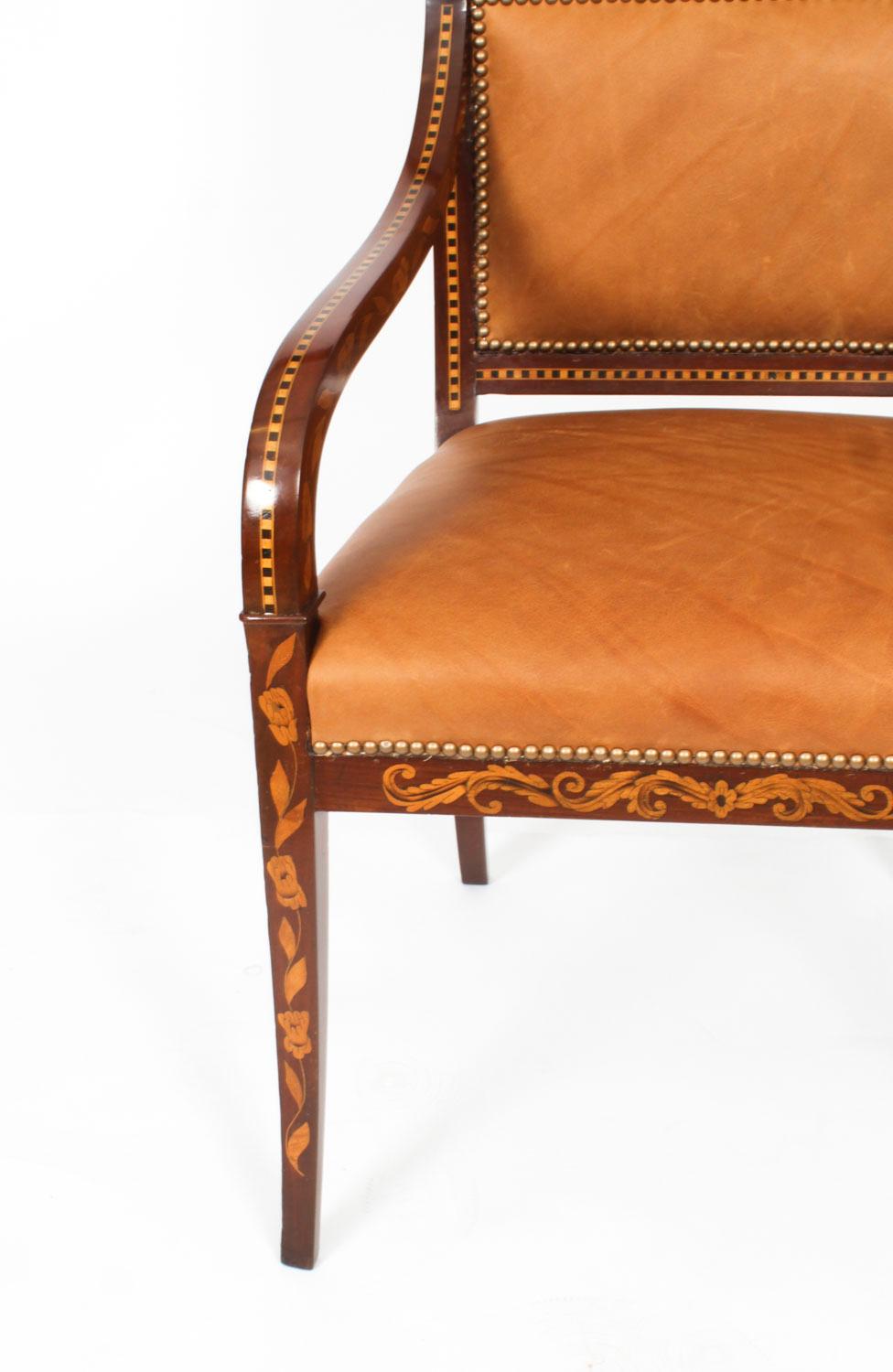 Antique Dutch Marquetry Armchair C1840 19th Century 3