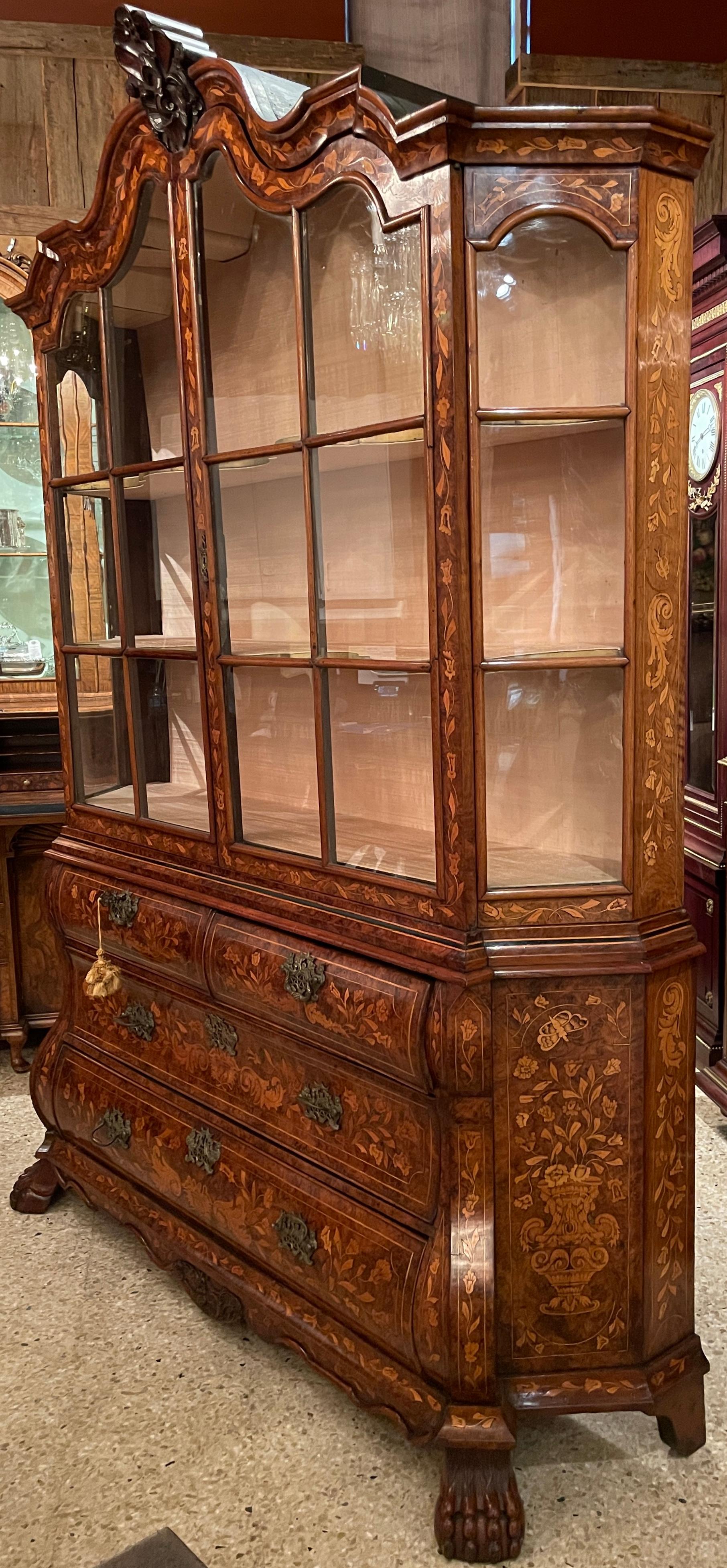 Antique magnificent quality Dutch marquetry cabinet, circa 1800-1820.