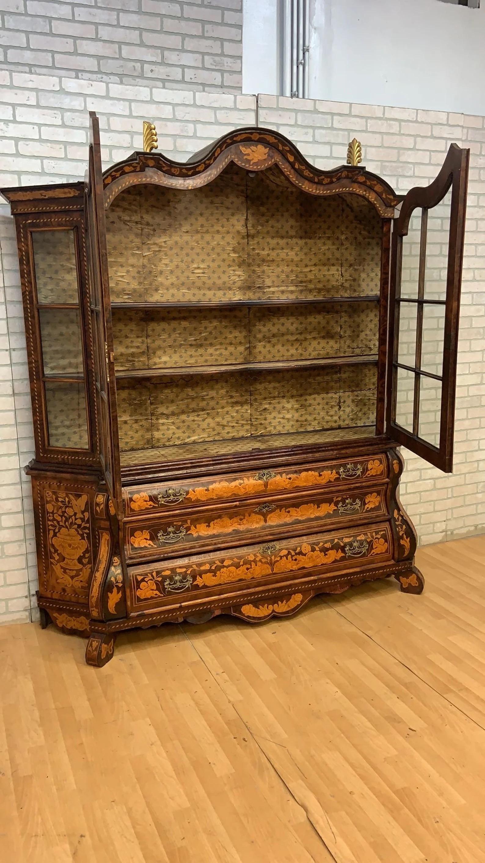 Antique Dutch Marquetry Cabinet In Good Condition For Sale In Chicago, IL
