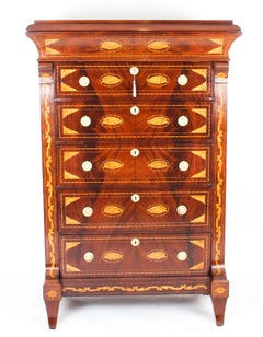 Antique Dutch Marquetry Chest Drawers 19th Century