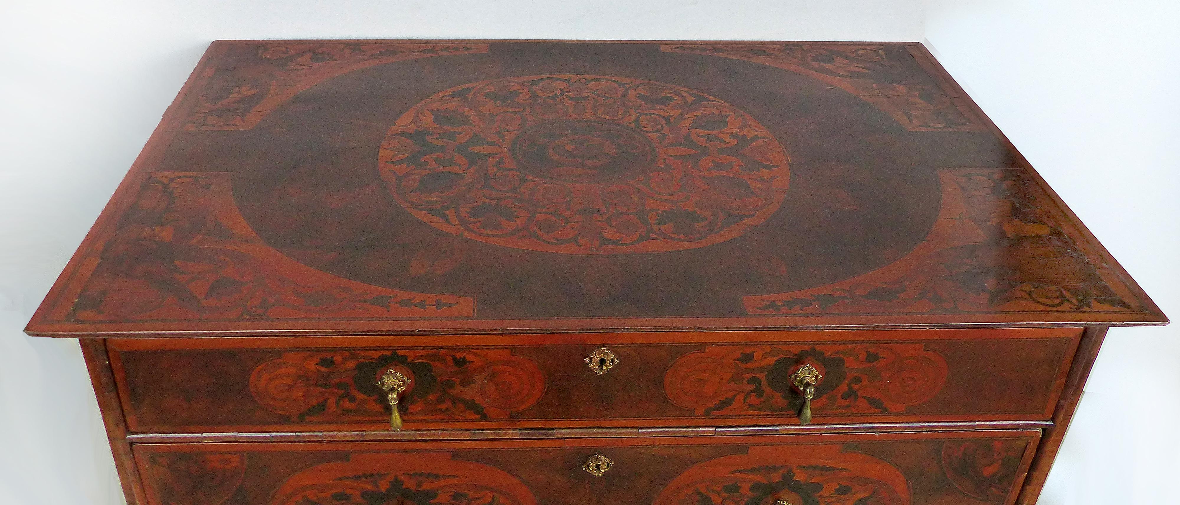 Inlay Antique Dutch Marquetry Chest on Chest