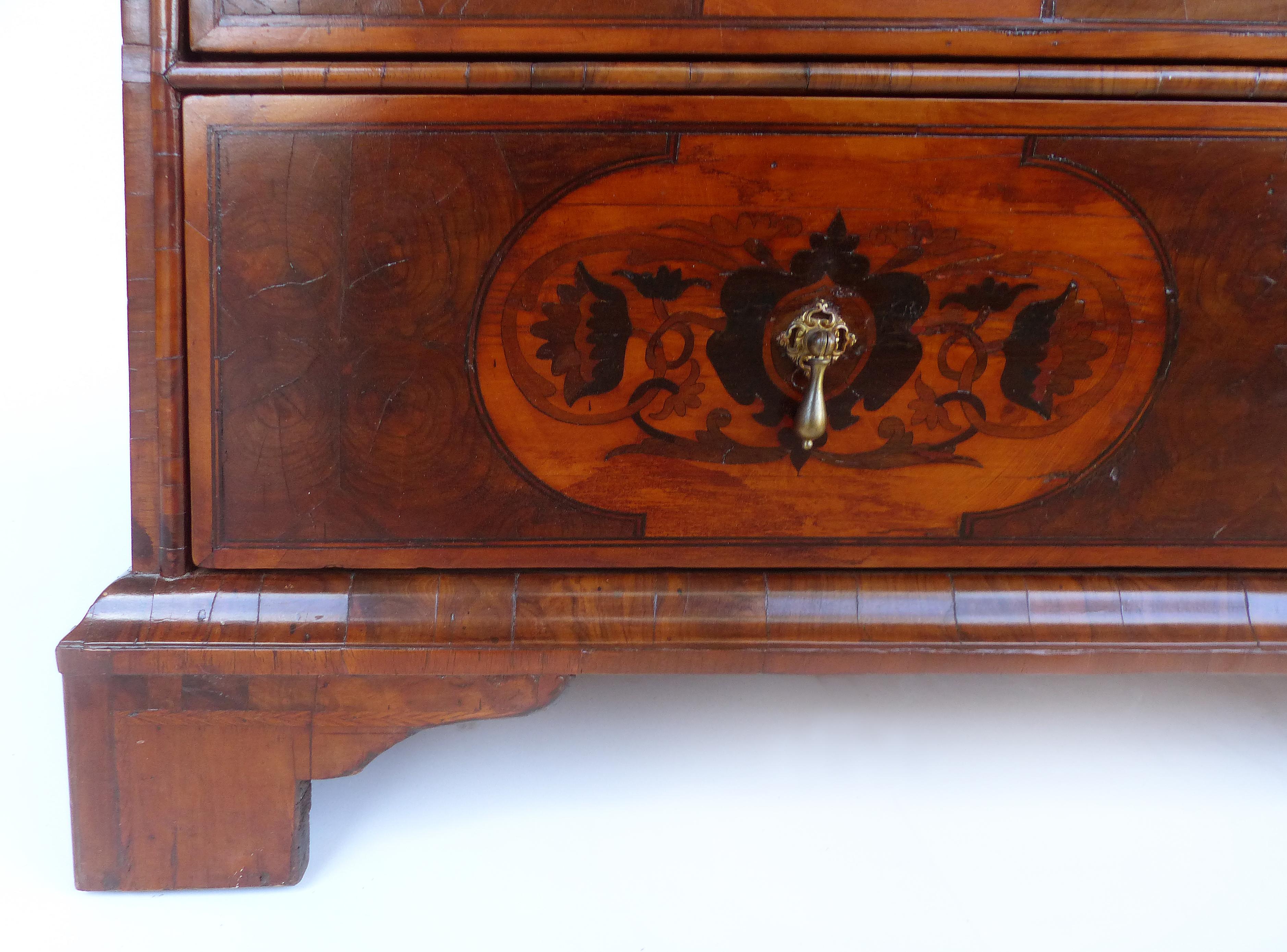 Wood Antique Dutch Marquetry Chest on Chest