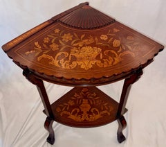 Antique Dutch Marquetry Fan Shape Side / Corner Table, Circa 1870-1880