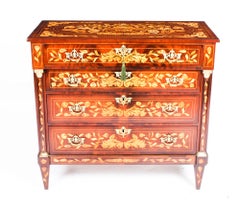 Antique Dutch Marquetry Figured Mahogany Chest of Drawers, 19th Century