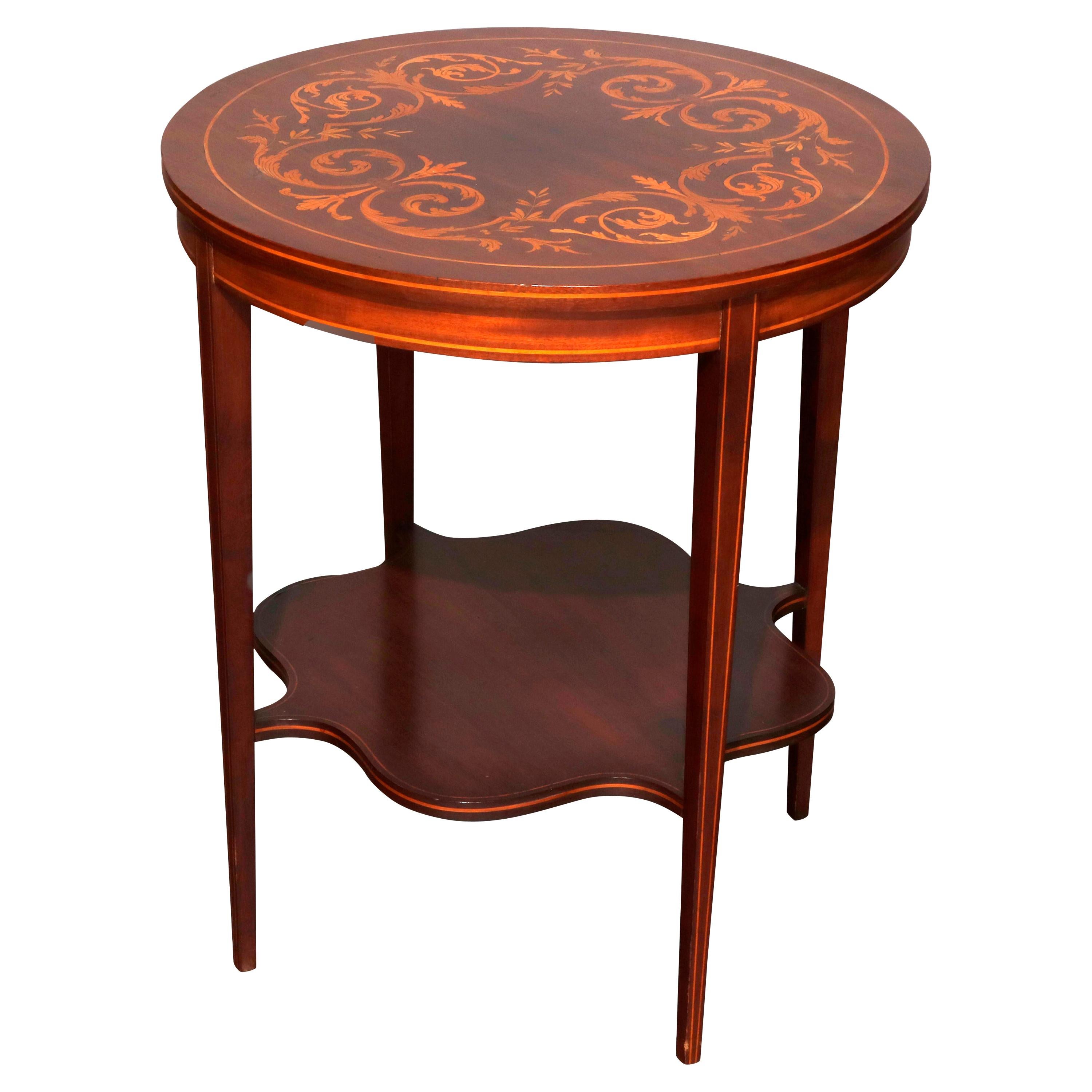 Antique Dutch Marquetry Hepplewhite Style Mahogany and Satinwood Side