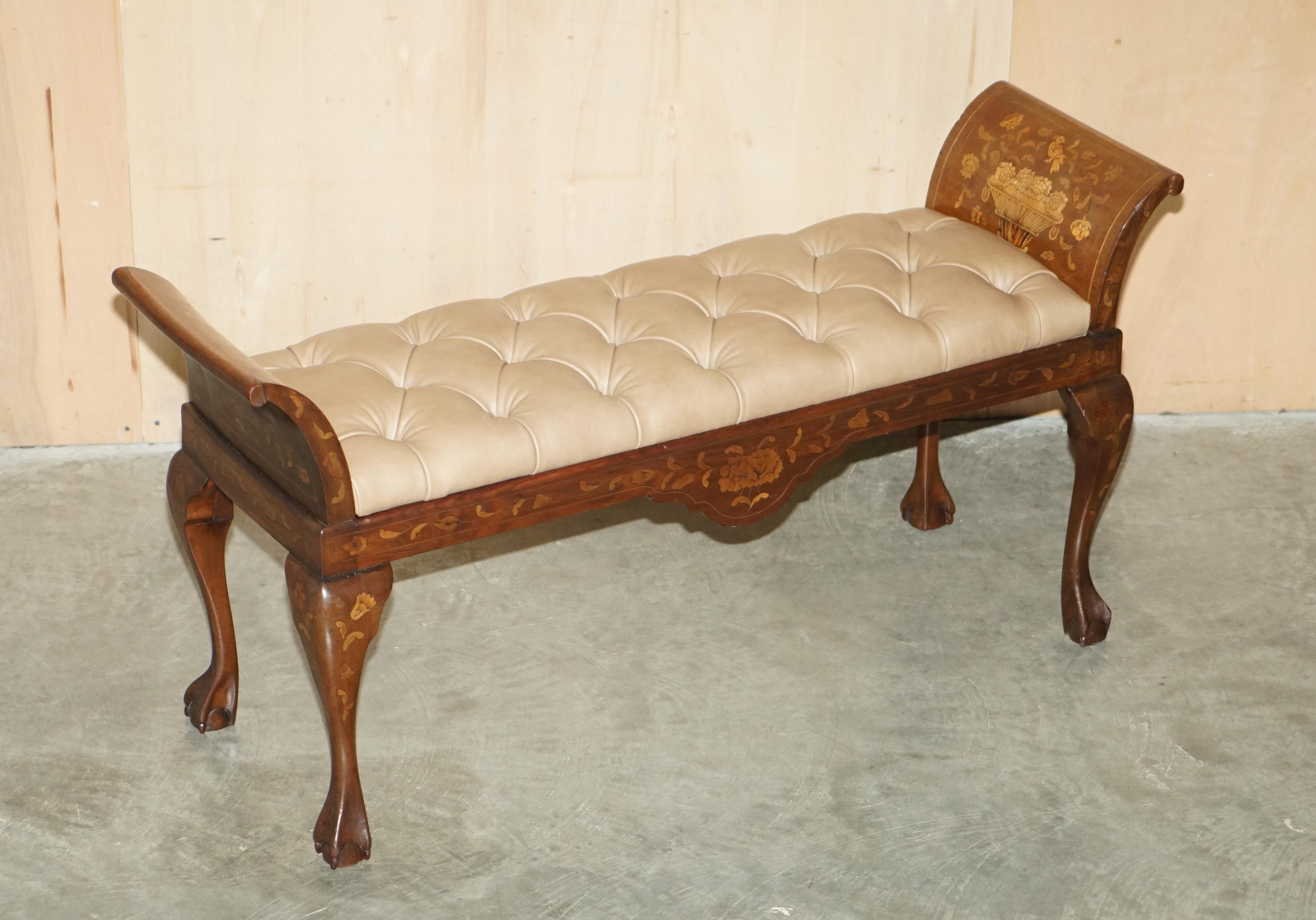 Royal House Antiques

Royal House Antiques is delighted to offer for sale this very fine highly collectable antique circa 1860 Dutch Marquetry inlaid, Claw & Ball feet, brown leather seat pad, window seat of bench 

Please note the delivery fee