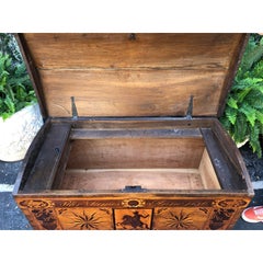 Antique Dutch Marquetry Inlaid Dome Top Marriage Coffer / Chest, Circa 1836