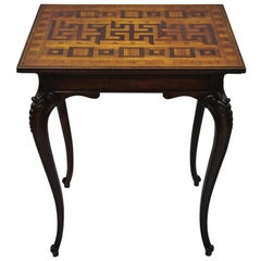 Antique Dutch Marquetry Inlaid French Louis XV Style Carved Walnut Side Table