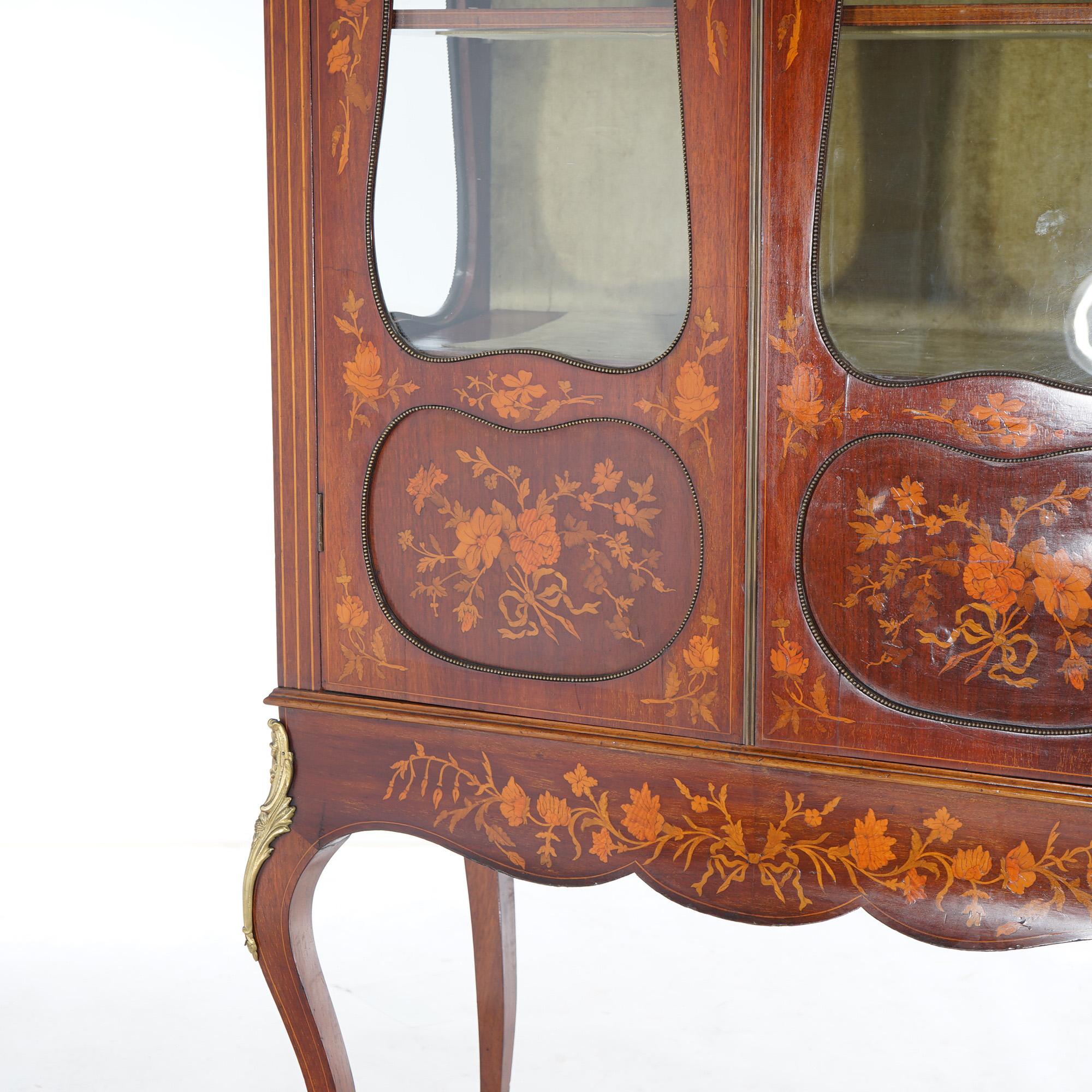 Antique Dutch Marquetry Mahogany Display Cabinet with Ormolu Mounts c1890 For Sale 5