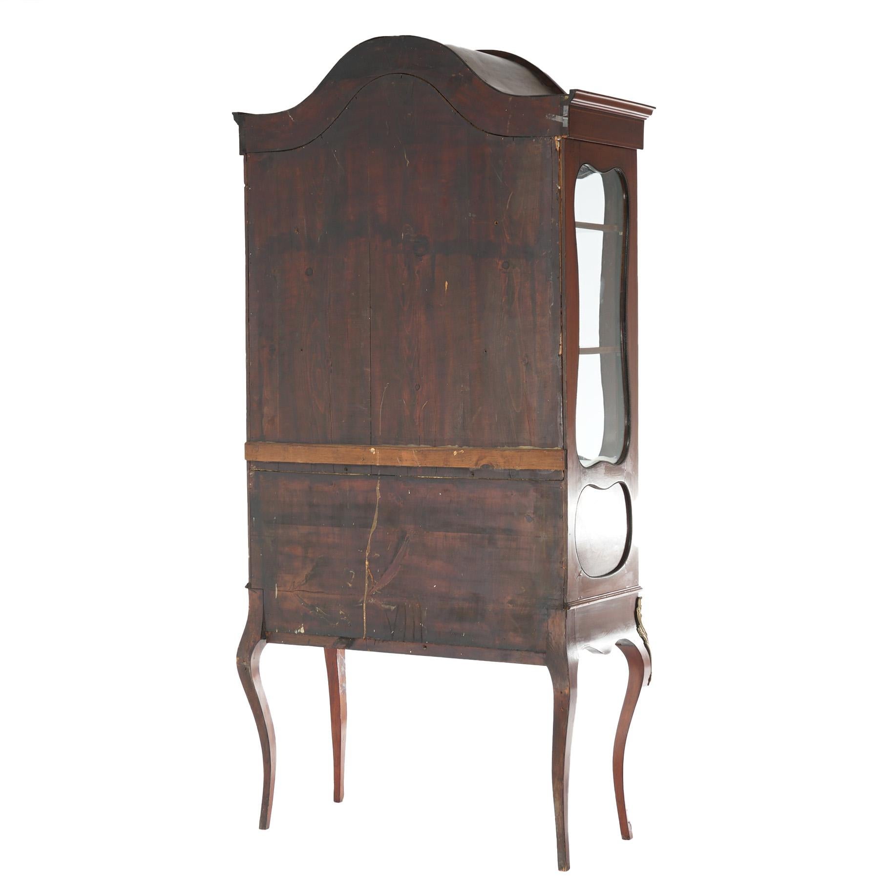Antique Dutch Marquetry Mahogany Display Cabinet with Ormolu Mounts c1890 For Sale 1